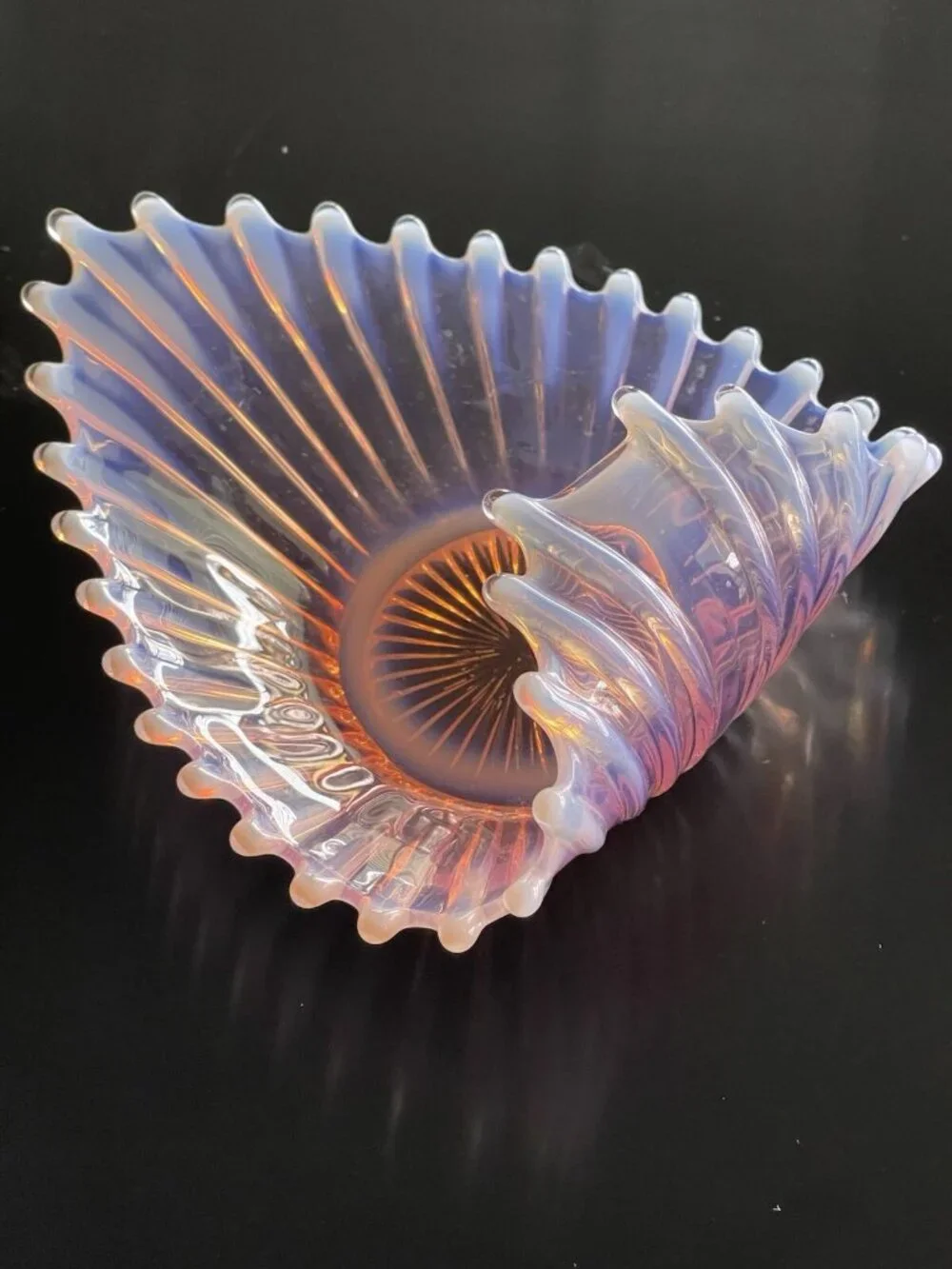 Fostoria Pink Opalescent Heirloom Bon Bon Candy Dish Wave